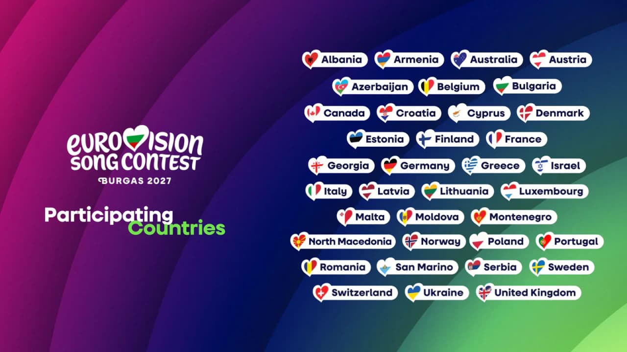 Eurovision 2027: 36 countries named for Burgas as Canada debuts and North Macedonia returns